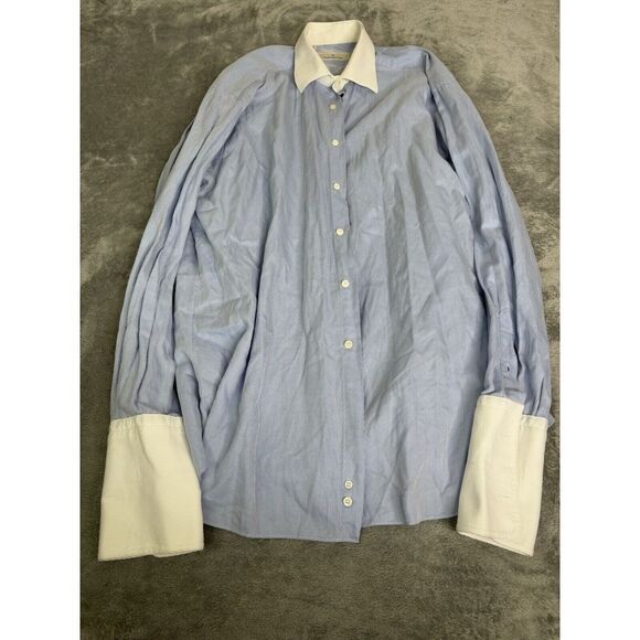 Ermenegildo Zegna Long Sleeve Button Down Shirt Men's Size Large Blue - Picture 1 of 10
